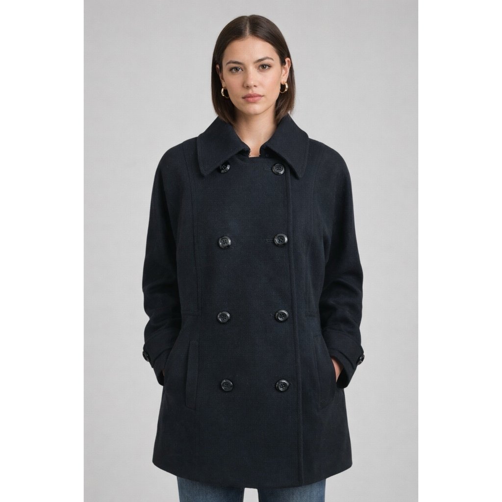 Women’s Trina Turk Double Breasted Black Wool Coat - Size 10